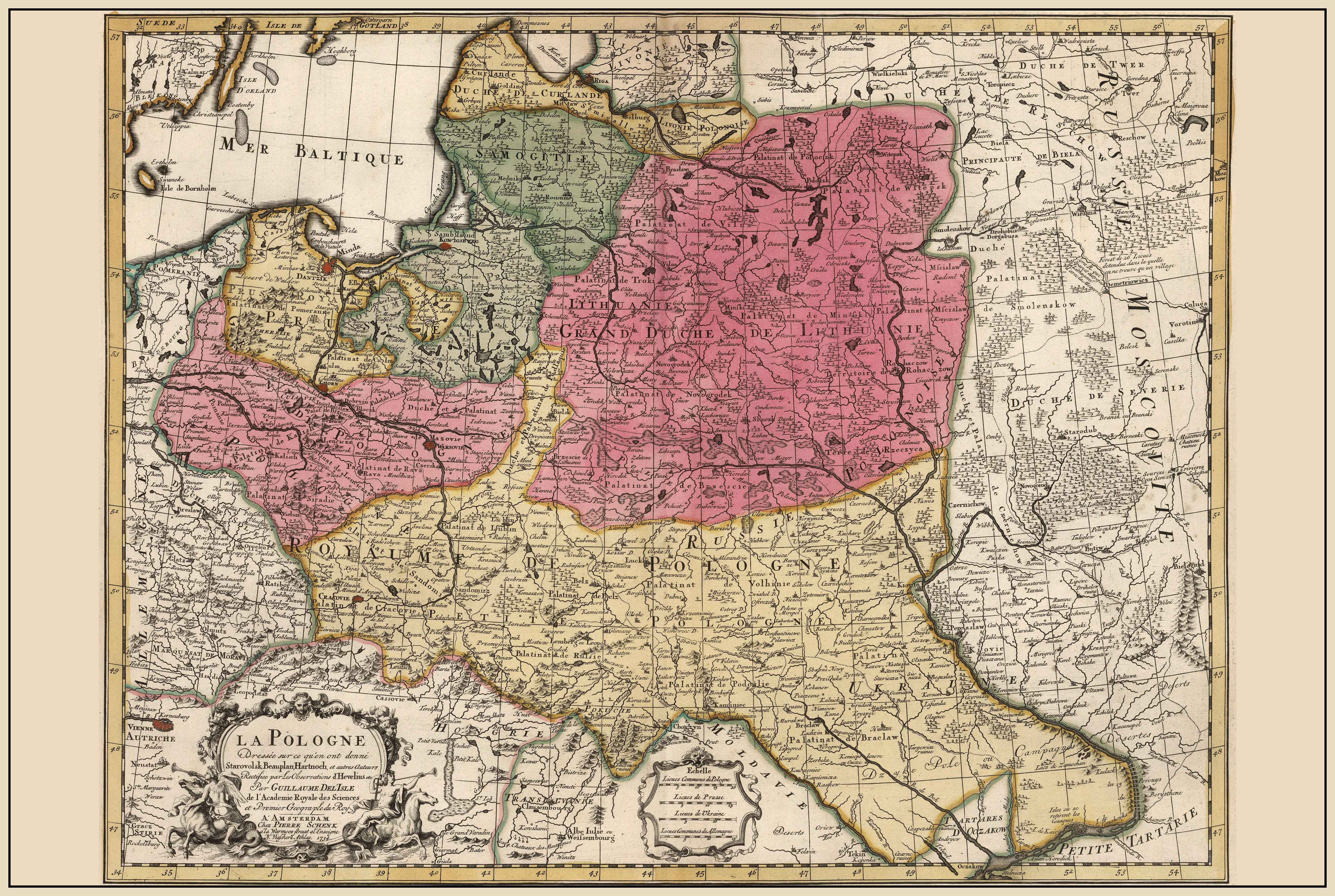 Vintage Polish-Lithuanian Commonwealth Map 1740 - Strategy Maps