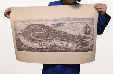 Affiche Carte de Venise 1688 - Plan Panoramique de la Ville avec Détails du Grand Canal et de la Lagune