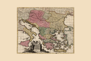 Balkan Peninsula 1740 - Historical Map of Southeast Europe