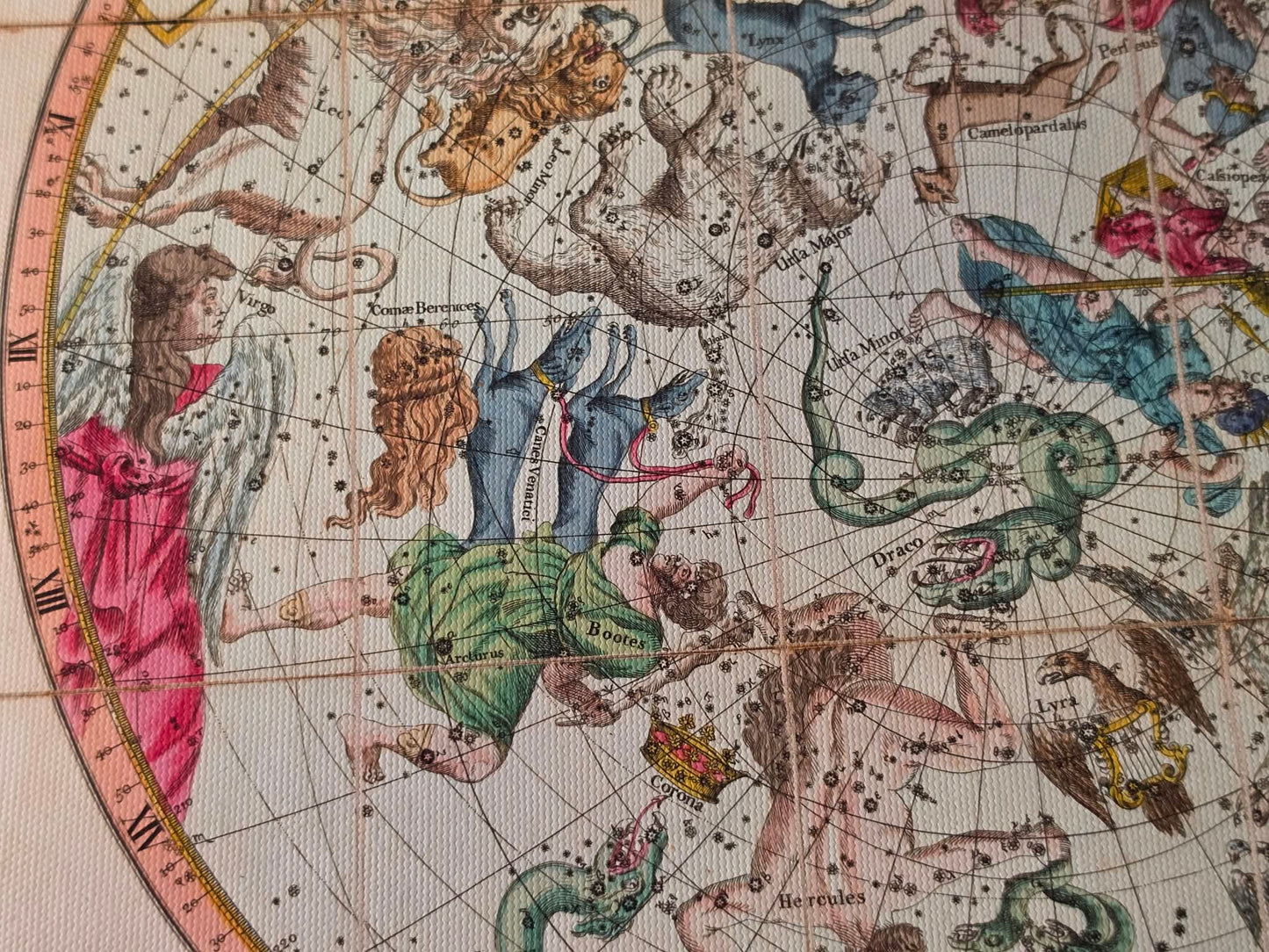 Póster Mapa de Constelaciones Celestes (1820) - Carta Estelar Vintage de los Hemisferios Norte y Sur