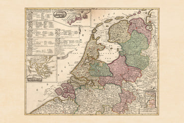 Republika Holenderska 1740 – Historyczna mapa Niderlandów
