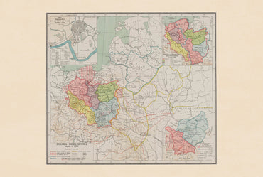 Polska Dzielnicowa ok. 1250 - Rozbicie Dzielnicowe - Władysław Semkowicz 1932 - Plakat z Mapą