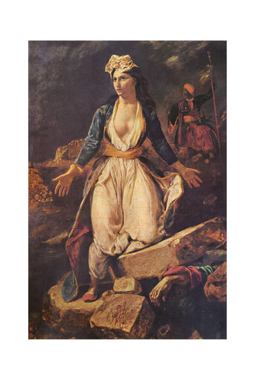 La Grecia sulle rovine di Missolonghi 1826 - Eugène Delacroix - Poster dipinto storico sulla guerra d'indipendenza greca