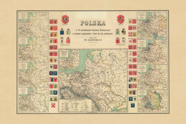 History of Poland Map Poster - 10 Historical Maps from Mieszko I to the Duchy of Warsaw