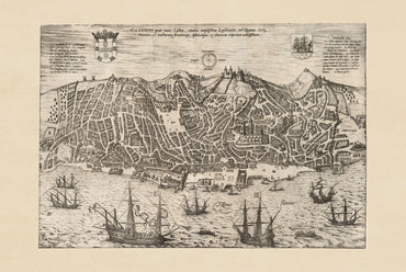 Lissabon Stadtkarte Poster (1600) - Vintage Olissipo Gravur Wandkunst