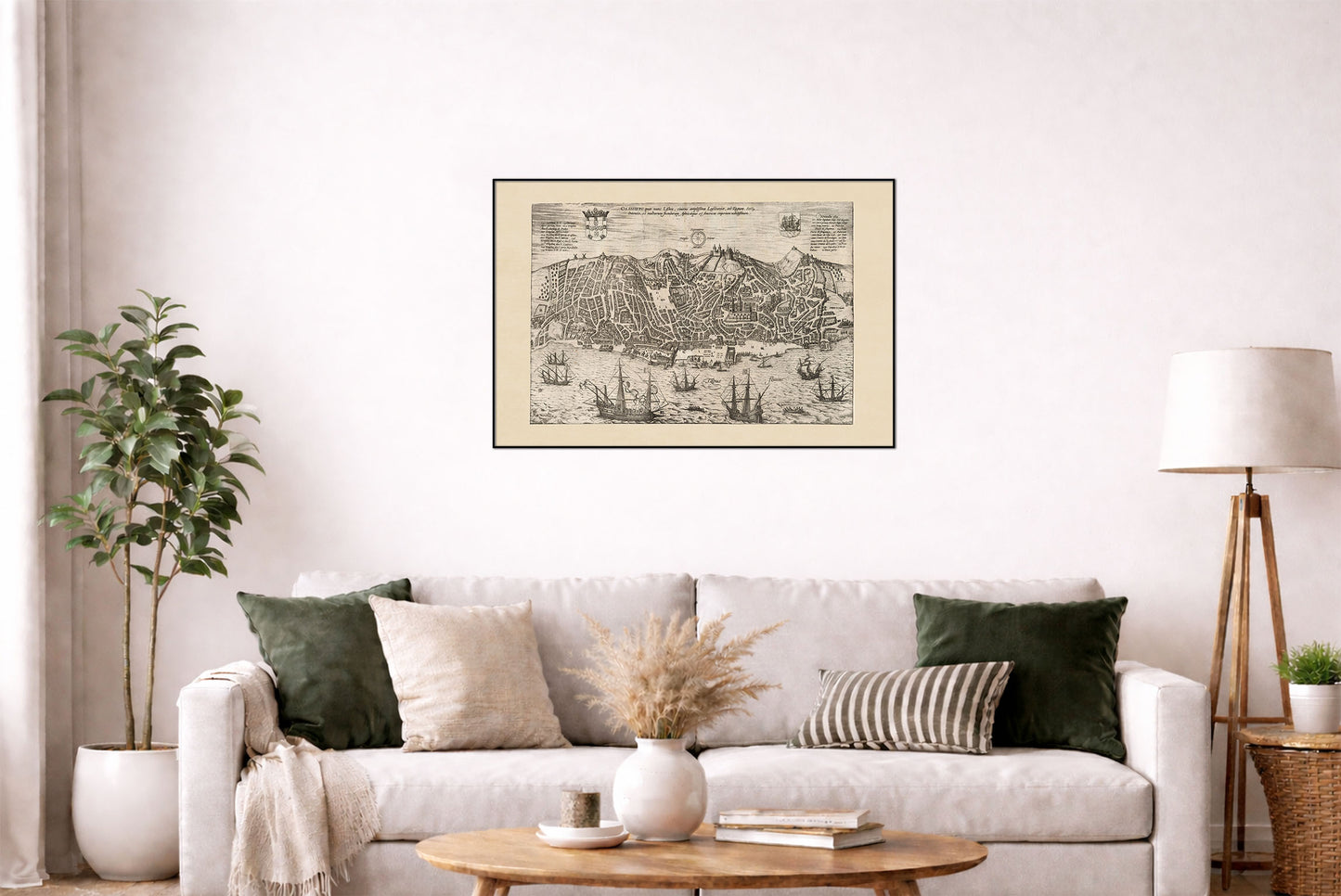 Lisbon City Map Poster (1600) - Vintage Olissipo Engraving Wall Art