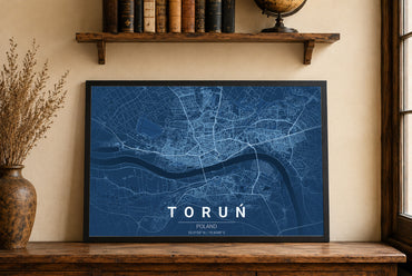 Carte Blueprint de Toruń - Art Mural Moderne des Rues de la Ville