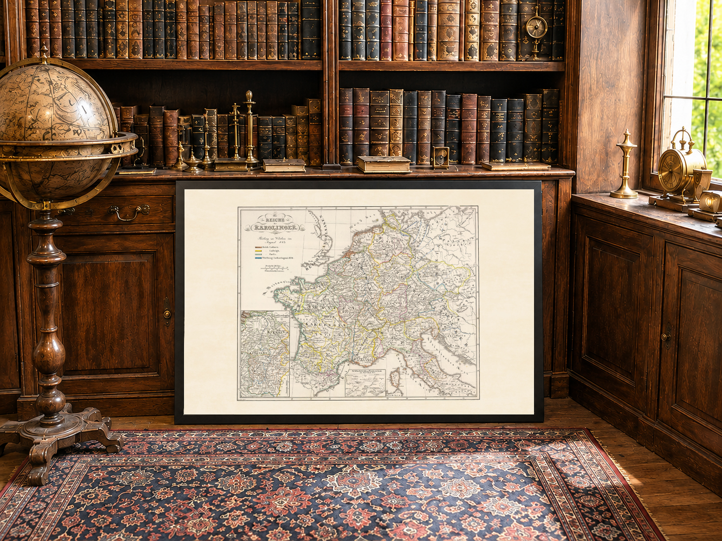 Carolingian Empire Map Poster - Vintage Medieval Europe Historical Wall Art