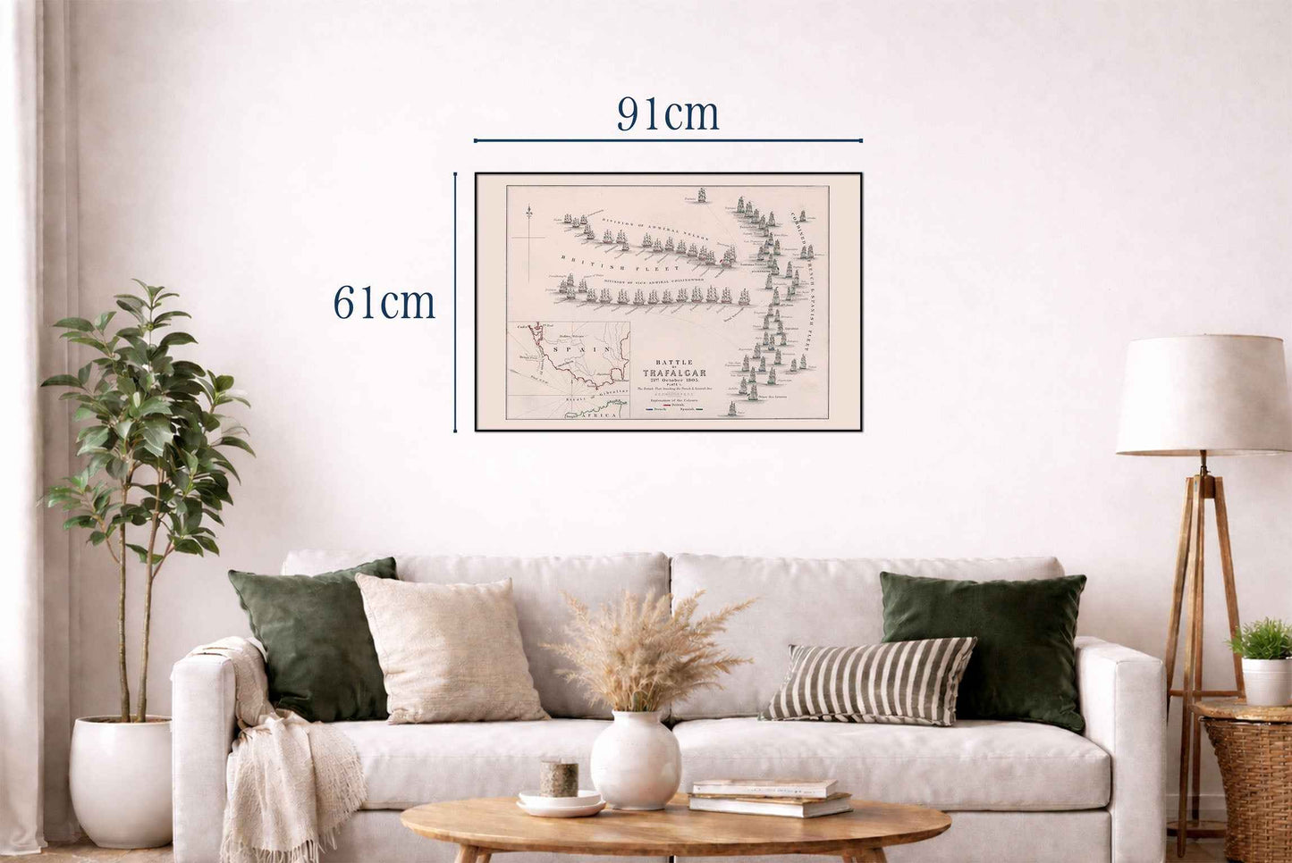 1805 Battle of Trafalgar Cartography Print - Historic Naval Map with Fleet Positions - Strategy Maps