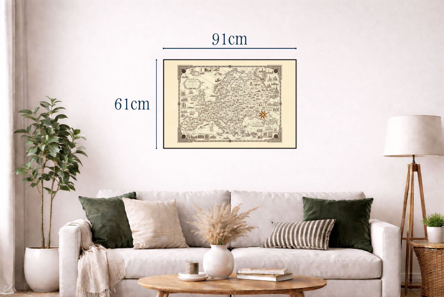 Europe Pictorial Map Poster (1938) - Vintage European Landmarks Wall Art
