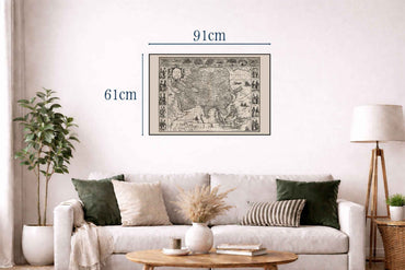 1630 Asia Map Poster - Asia Noviter Delineata with Key Cities and Cultural Attire - Strategy Maps