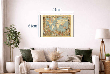Victorian Era British Empire Map Poster (1886) Featuring Global Regions and Cultural Attire - Strategy Maps