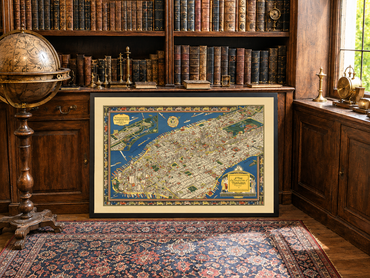 Poster Carte Illustrée de Manhattan (1926) - Décoration Murale Vintage de New York