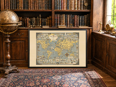 Poster World Wonders Pictorial Map (1939) - Décoration Murale Vintage des Merveilles du Monde