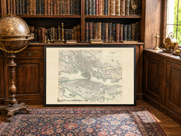 Carte de Stockholm de 1838 - Impression Vintage de Plan de Ville Coloré à la Main pour Décoration Murale