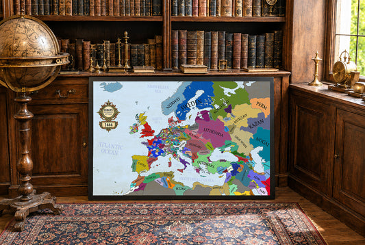 1444 Europe Map Print - Post-Varna Medieval Political Map