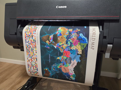 1444 World Map Poster - Political Map with Historical Countries & Flags