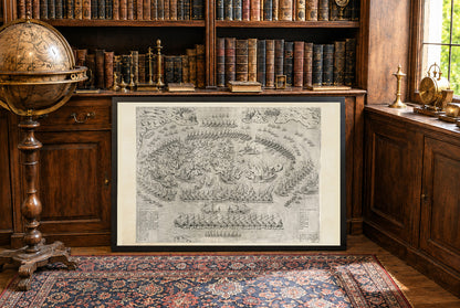 1572 Lepanto Map Poster - Historic Naval Battle Plan of Holy League vs Ottoman Fleet