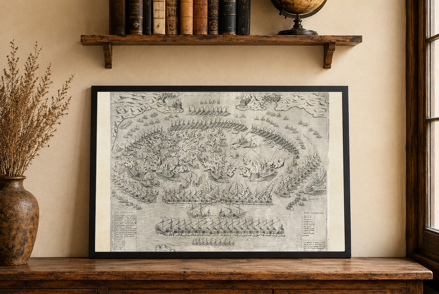 1572 Lepanto Map Poster - Historic Naval Battle Plan of Holy League vs Ottoman Fleet