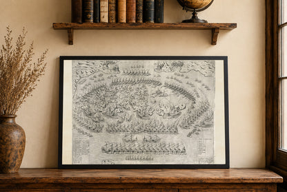 1572 Lepanto Map Poster - Historic Naval Battle Plan of Holy League vs Ottoman Fleet