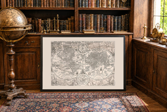 1594 World Map “Orbis Terrarum Typus” - Decorative Double Hemisphere Print