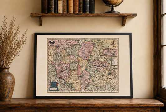 Czechy 1623 - atlasowa mapa Mercatora i Hondiusa, kolorowana historyczna dekoracja ścienna