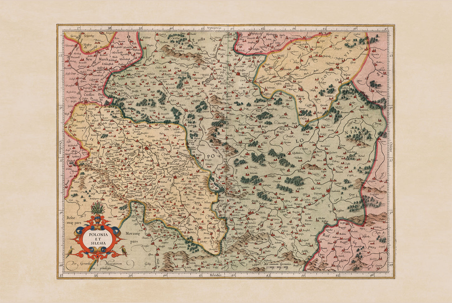 1623 Polonia Et Silesia Map - Vintage Atlas Map of Poland & Silesia,