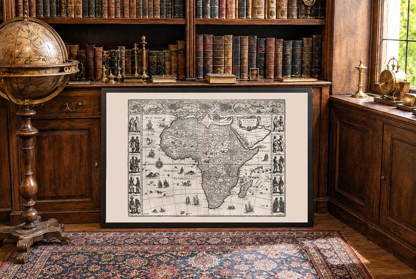 1630 Africa Map “Africae Nova Descriptio” - Major Cities & Regional Dress Print
