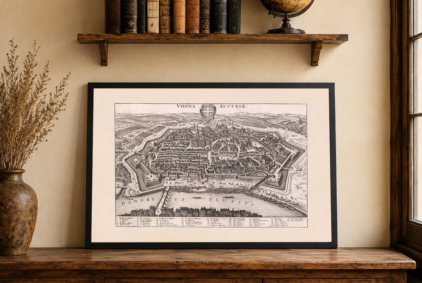 1649 Wien Karte Druck von Matthäus Merian - Vintage Österreich Stadtgravur Wandkunst