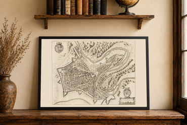 Affiche carte Luxembourg 1652 – Plan de ville à vol d’oiseau avec fortifications
