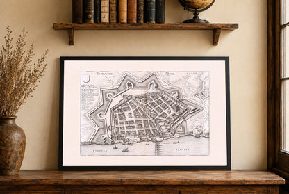 1652 Toruń Polen Antike Stadtkarte Druck - Vogelperspektive - Vintage Polnische Wandkunst