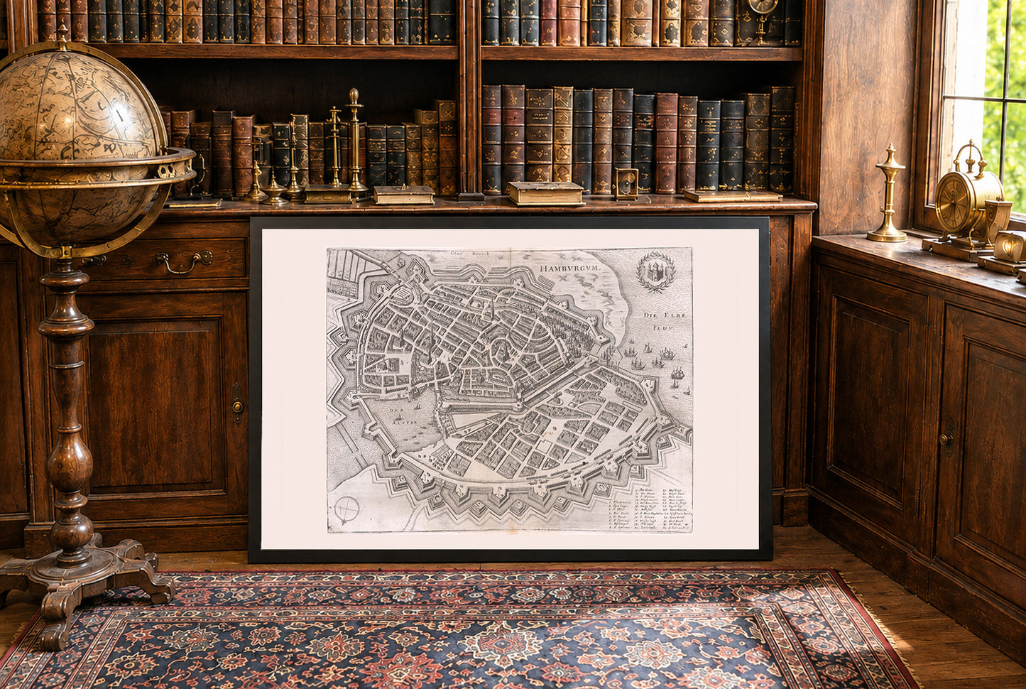 1653 Hamburg Map - 17th Century Bird’s-Eye City View with Bastioned Walls