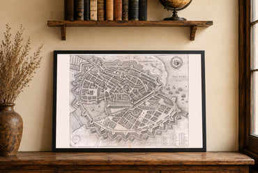 Carte de Hambourg de 1653 - Vue à vol d'oiseau de la ville fortifiée du XVIIe siècle