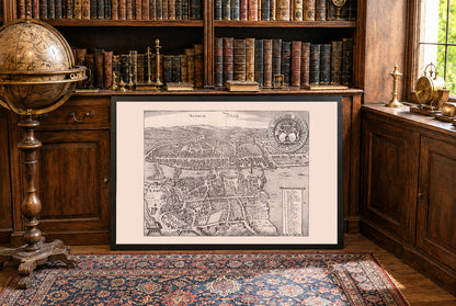 1654 Zurich Map Poster - Panoramic City Plan with Limmat River and Lake Zurich