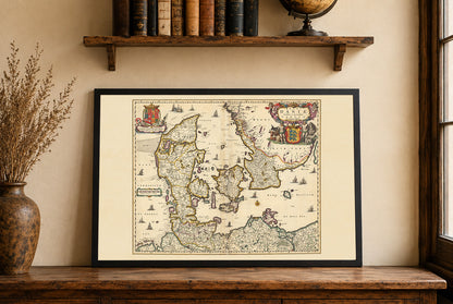 1690 Denmark Map Print - Historic Kingdom Boundaries Illustration