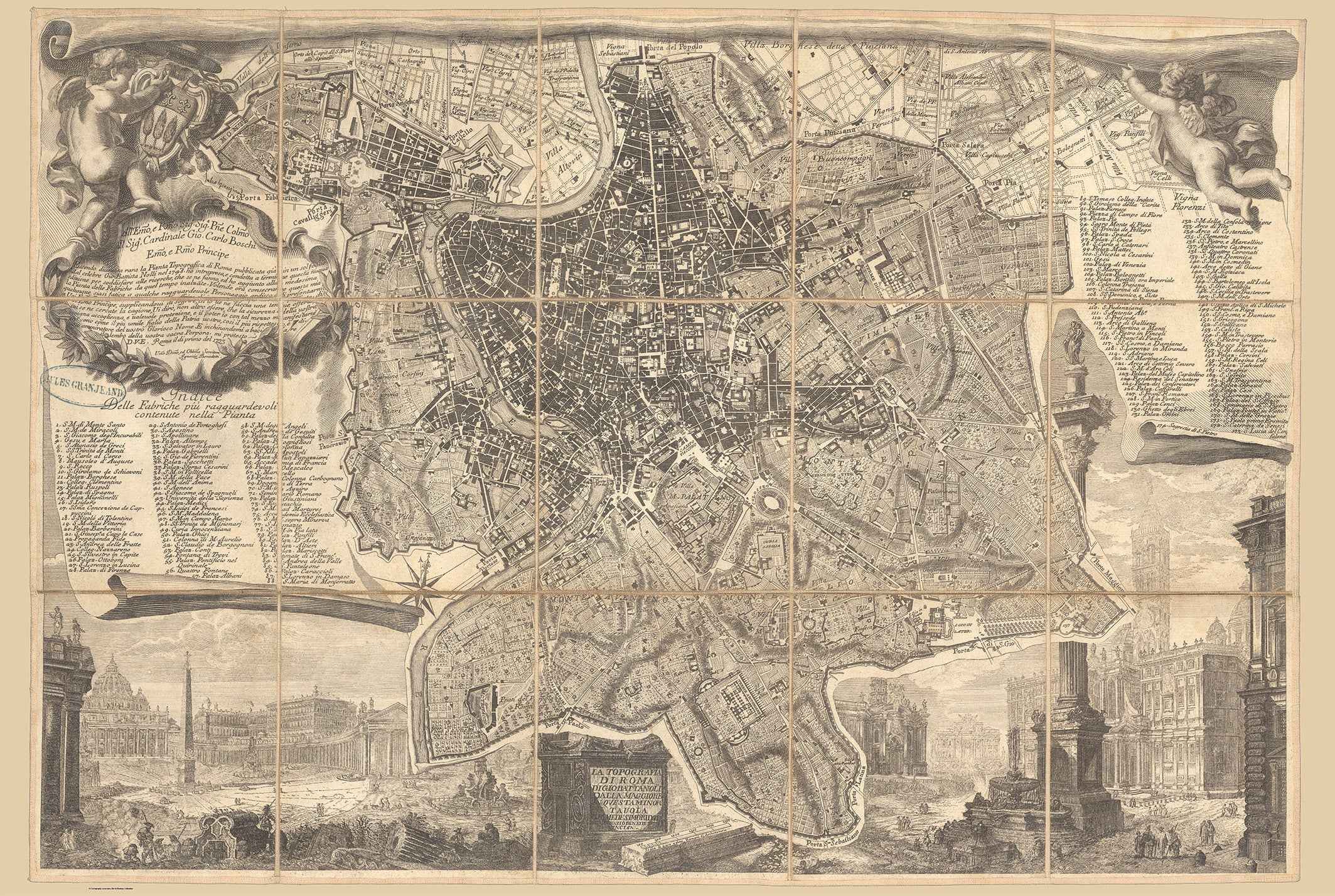 1773 Rome Cartography Print - Vintage City Plan with Precise Urban ...