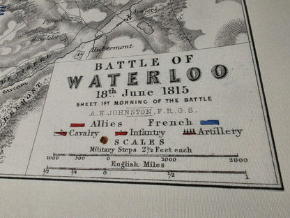 1815 Battle of Waterloo Cartography Print - Historic Military Plan with Army Formations