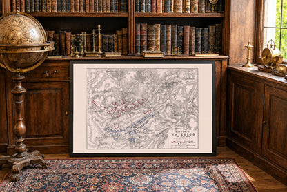 1815 Battle of Waterloo Cartography Print - Historic Military Plan with Army Formations