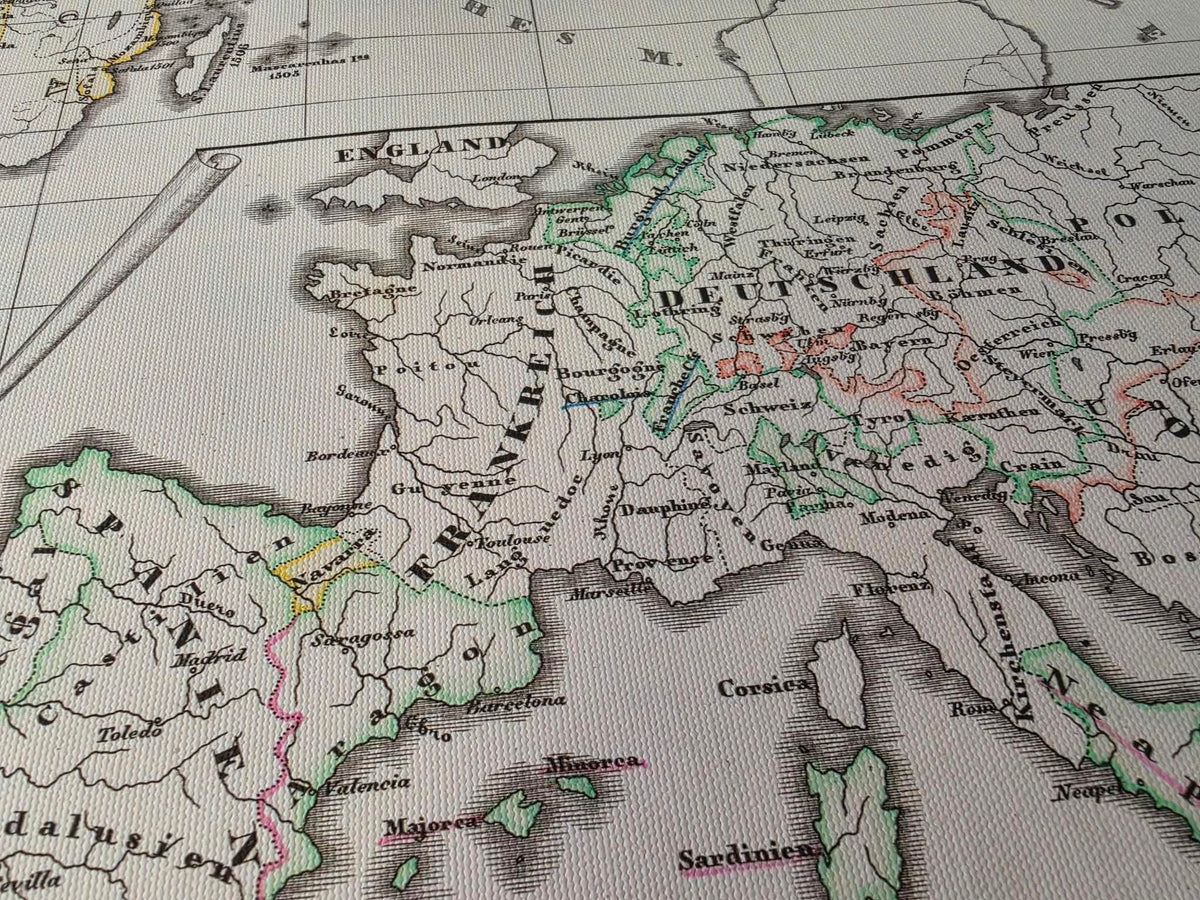 1854 Spanish & Portuguese Colonial Empire Map - Vintage Historical Atlas Print