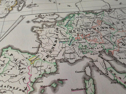 1854 Spanish & Portuguese Colonial Empire Map - Vintage Historical Atlas Print