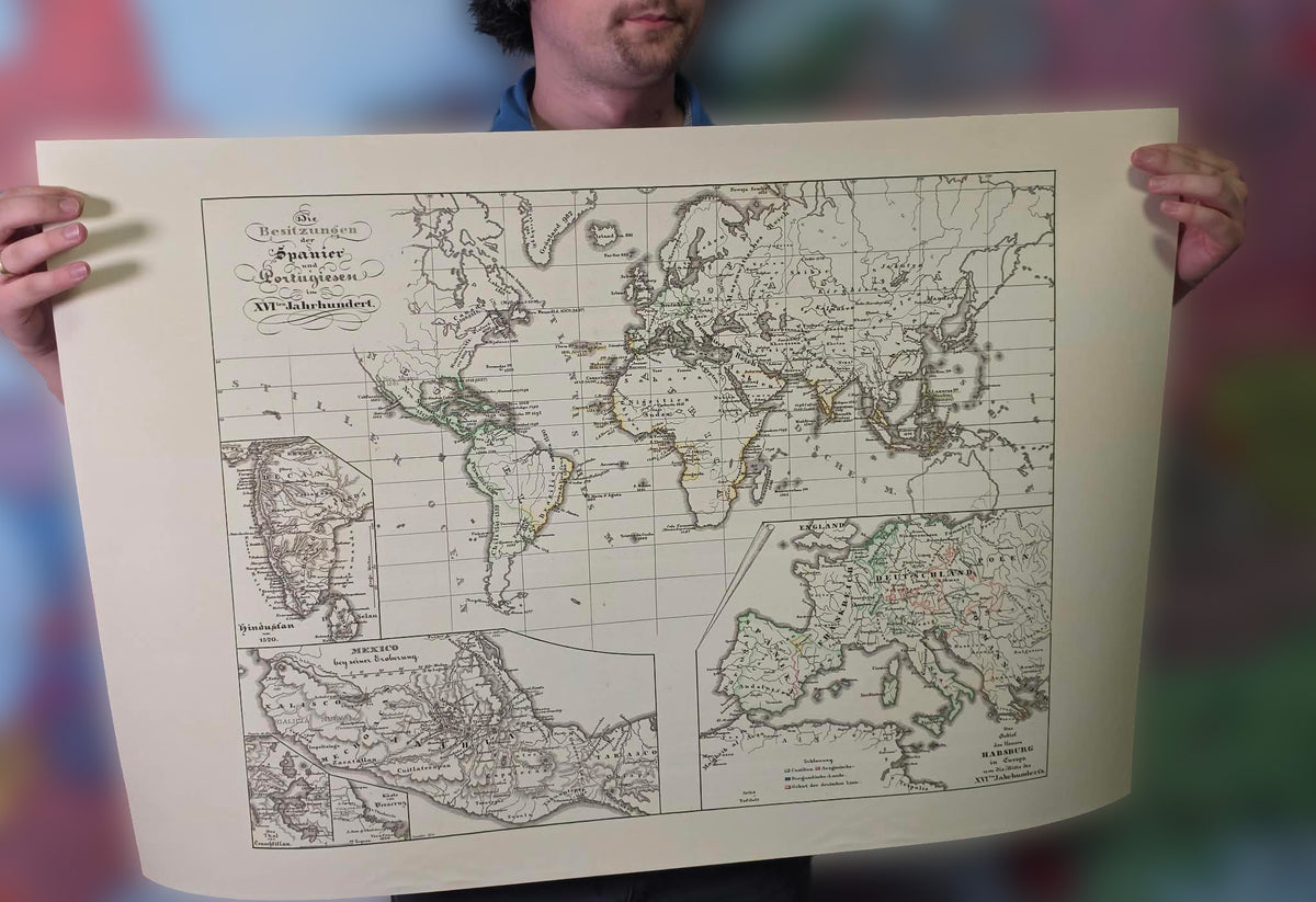 1854 Spanish & Portuguese Colonial Empire Map - Vintage Historical Atlas Print