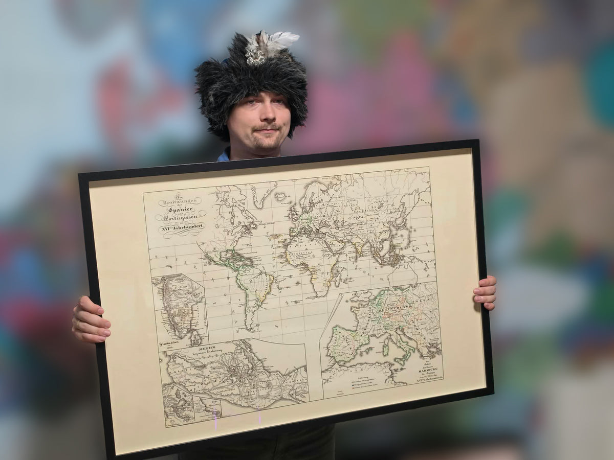 1854 Spanish & Portuguese Colonial Empire Map - Vintage Historical Atlas Print