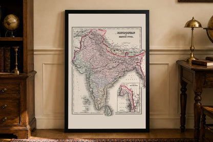 1855 Hindostan Cartography Print - Vintage British India Map