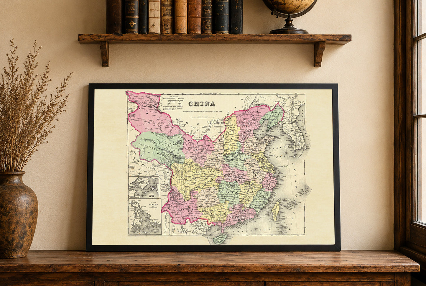 1856 China Cartography Print - Vintage Map with Provincial Divisions and Atlas Detail