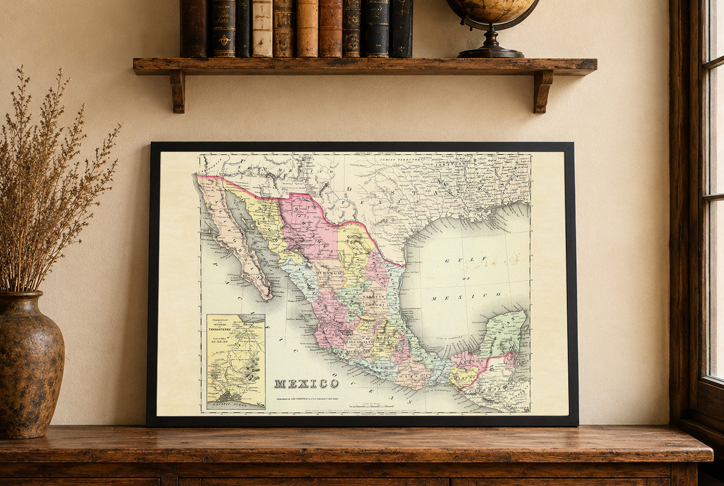 1856 Mexico Cartography Print - Vintage Map with State Boundaries and Regional Detail