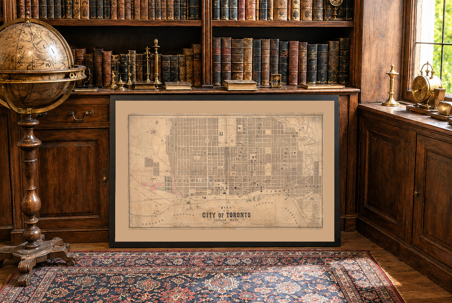 1857 Toronto Map Poster - Large Format City Plan with Ward Boundaries, Institutions and Waterfront