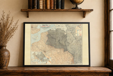 Plakat mapa frontu zachodniego 1918 - Mapa linii bitewnych I wojny światowej w Europie