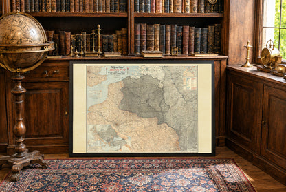 1918 Western Front Map Poster - Map of World War I Battle Lines in Europe