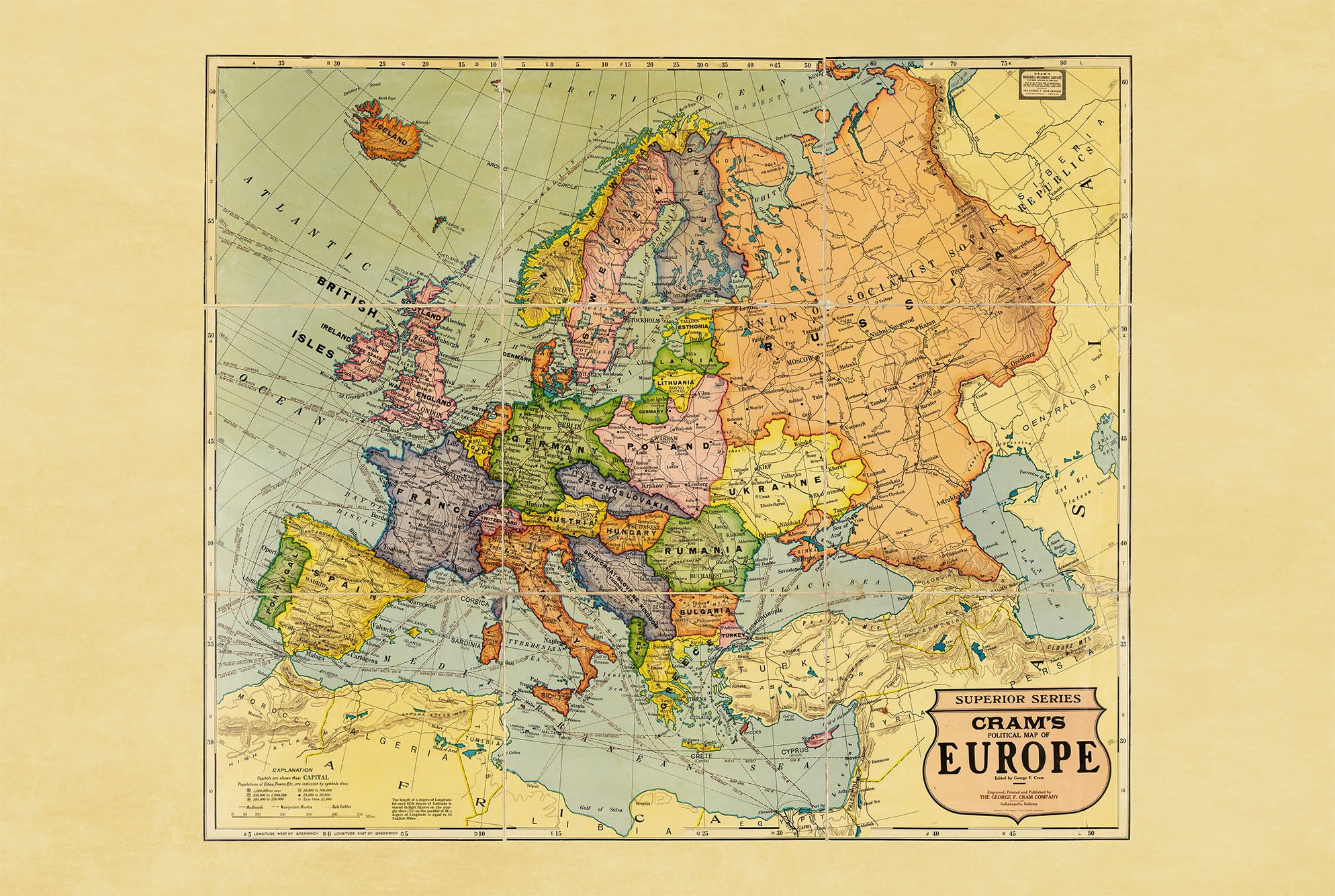1925 Europe - Historical Wall Map of the Interwar Period - Strategy Maps