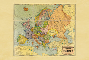 1925 Europa - Historyczna mapa ścienna z okresu międzywojennego